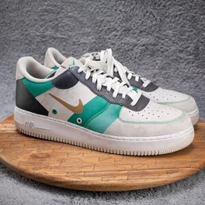 Size 12 - Nike Air Force 1 PRM Low Green Grey Suede Black Leather (CI0065-100)